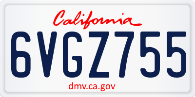 CA license plate 6VGZ755