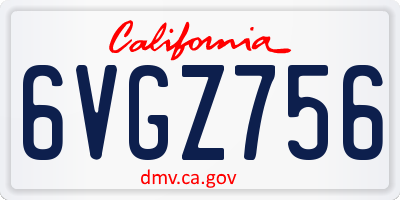 CA license plate 6VGZ756