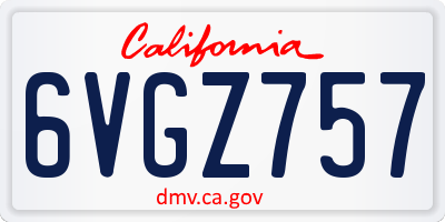 CA license plate 6VGZ757