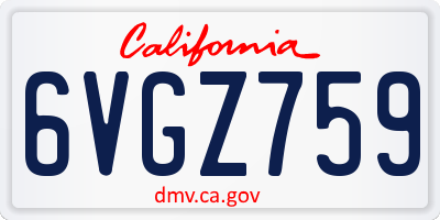 CA license plate 6VGZ759