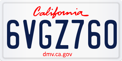CA license plate 6VGZ760