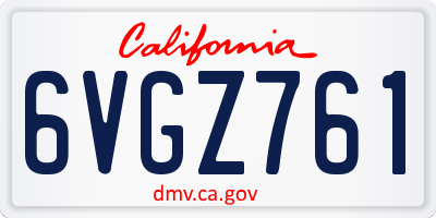 CA license plate 6VGZ761