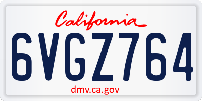 CA license plate 6VGZ764