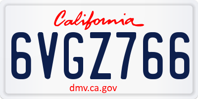 CA license plate 6VGZ766