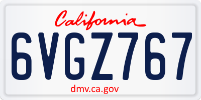 CA license plate 6VGZ767