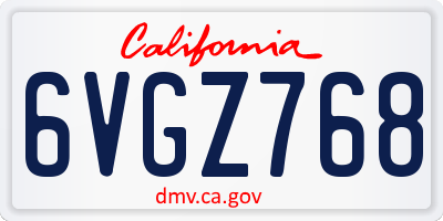 CA license plate 6VGZ768