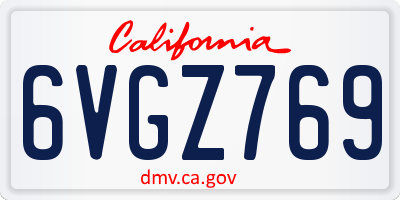 CA license plate 6VGZ769