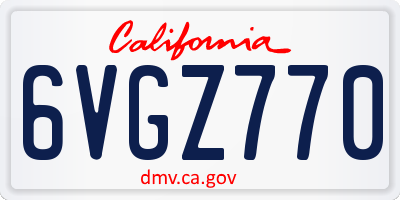 CA license plate 6VGZ770