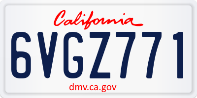 CA license plate 6VGZ771