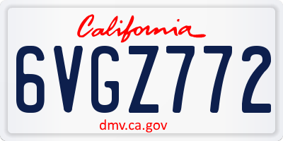 CA license plate 6VGZ772