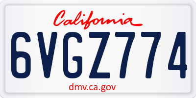CA license plate 6VGZ774