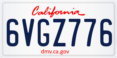 CA license plate 6VGZ776