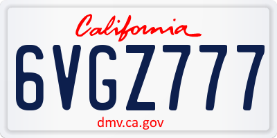 CA license plate 6VGZ777