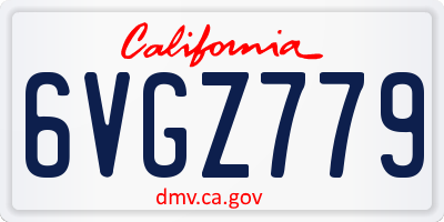 CA license plate 6VGZ779