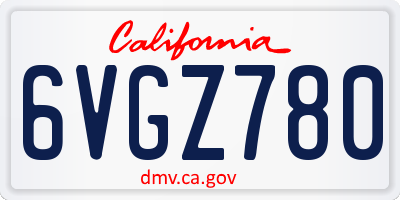 CA license plate 6VGZ780