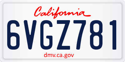 CA license plate 6VGZ781