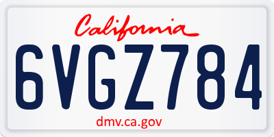 CA license plate 6VGZ784