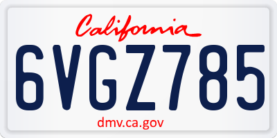 CA license plate 6VGZ785