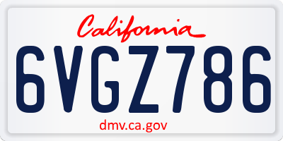 CA license plate 6VGZ786