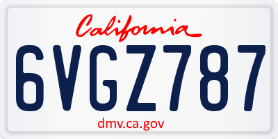 CA license plate 6VGZ787
