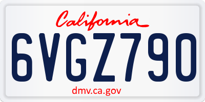 CA license plate 6VGZ790