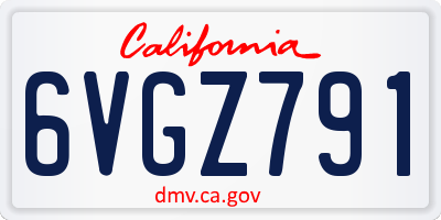 CA license plate 6VGZ791