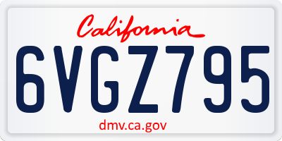 CA license plate 6VGZ795