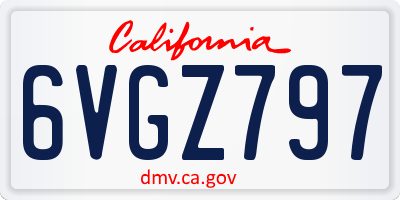CA license plate 6VGZ797