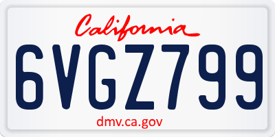 CA license plate 6VGZ799