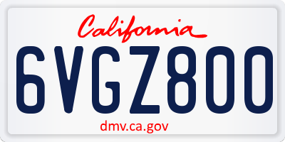 CA license plate 6VGZ800