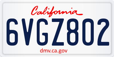 CA license plate 6VGZ802