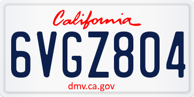 CA license plate 6VGZ804