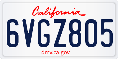 CA license plate 6VGZ805