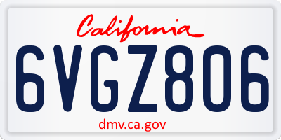 CA license plate 6VGZ806