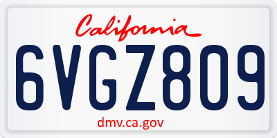 CA license plate 6VGZ809