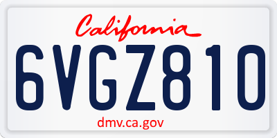 CA license plate 6VGZ810