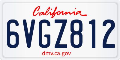 CA license plate 6VGZ812
