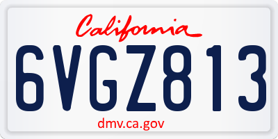 CA license plate 6VGZ813