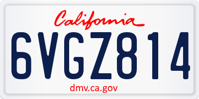 CA license plate 6VGZ814