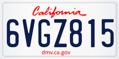 CA license plate 6VGZ815