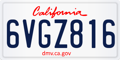 CA license plate 6VGZ816