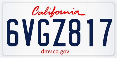 CA license plate 6VGZ817