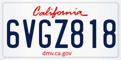 CA license plate 6VGZ818