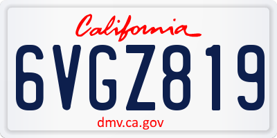 CA license plate 6VGZ819