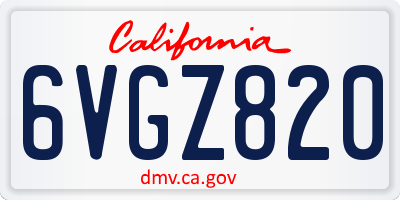 CA license plate 6VGZ820