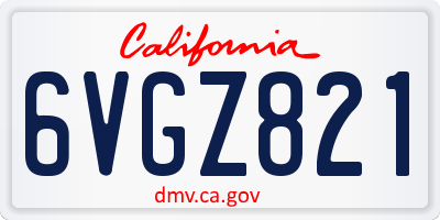 CA license plate 6VGZ821