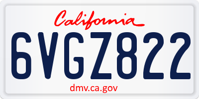 CA license plate 6VGZ822
