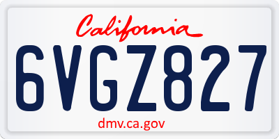 CA license plate 6VGZ827