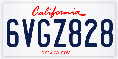 CA license plate 6VGZ828