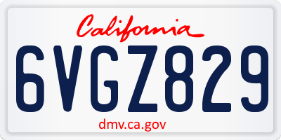 CA license plate 6VGZ829